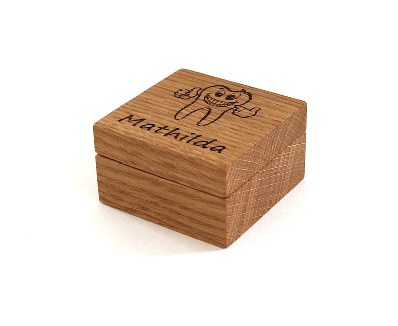 Tooth box personalized with name made of wood Eiche