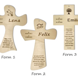 Christening cross personalized with baptism, name, date, wooden cross for children, individual gift for birth and baptism for boys and girls imagem 3