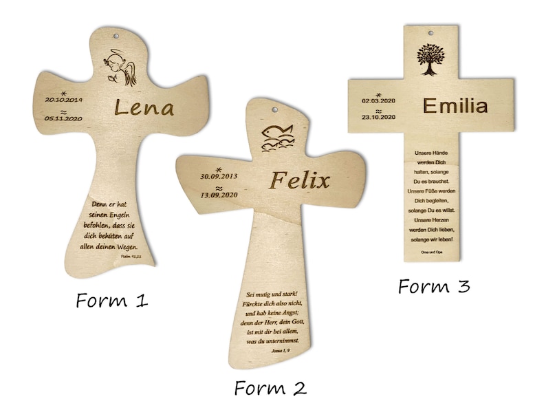 Christening cross personalized with baptism, name, date, wooden cross for children, individual gift for birth and baptism for boys and girls imagem 3