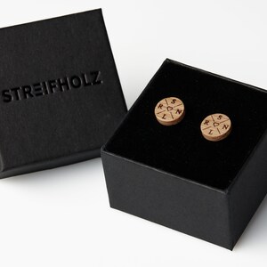 Wooden stud earrings with engraving and initials of your family, individually personalized Earring with engraving image 7