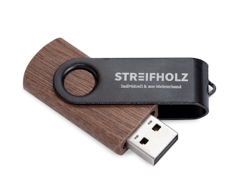 USB stick personalized with logo or name made of wood - 32GB - individual engraving