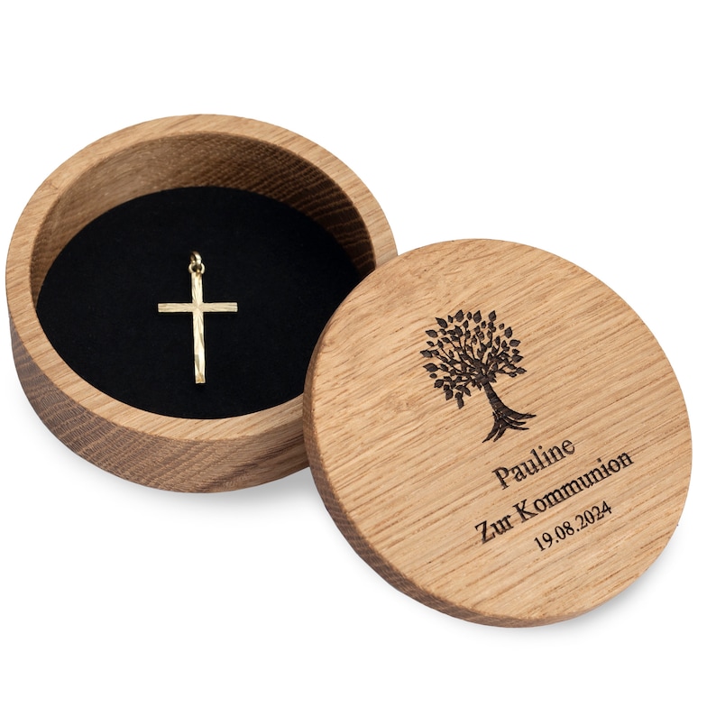 Wooden jewelry box, personalized gift for baptism, communion, confirmation and much more. image 4