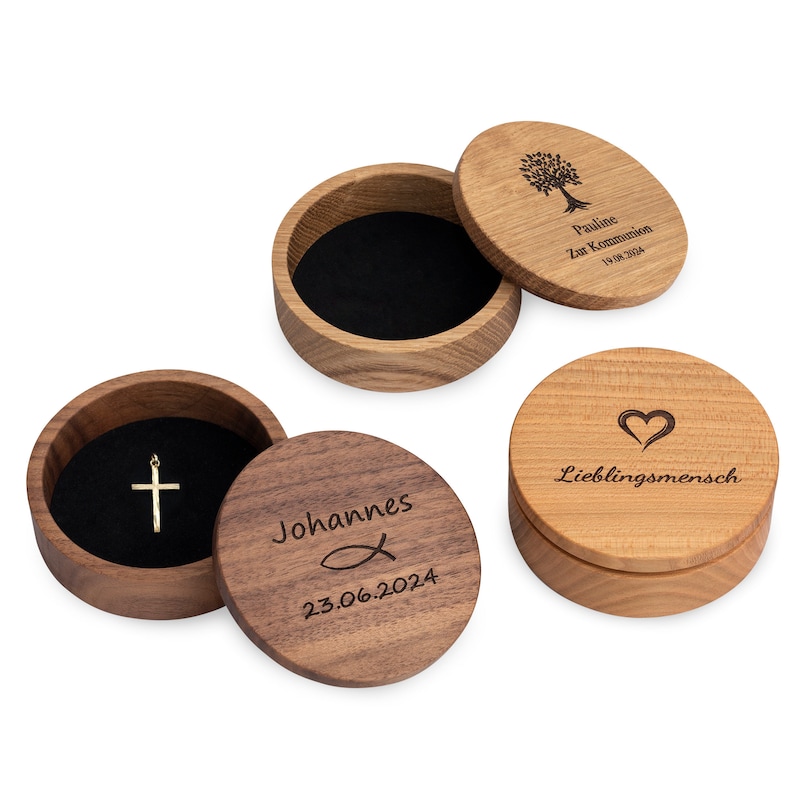 Boîte à bijoux personnalisée en bois, cadeau pour baptême, communion, confirmation, grand-mère, mariage et bien plus encore. image 2