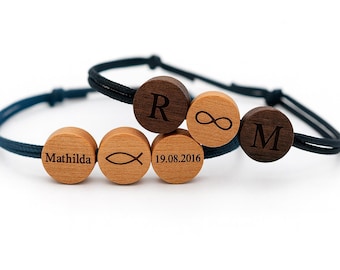 Rope Bracelet with Wooden Charms – Personalized & Adjustable