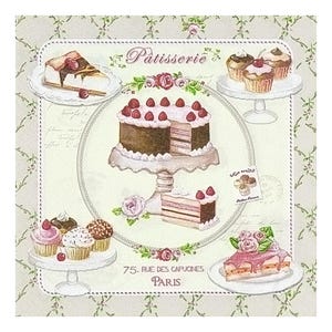 Papierserviette für Decoupage, Mixed Media, Journaling, Kartengestaltung, Scrapbooking, Collage, Bastelgewebe, Süßigkeiten, Kuchen, Cupcakes, Erdbeeren