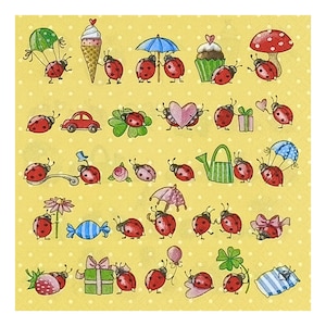 Tovaglioli di carta per decoupage, tecniche miste, journaling, creazione di biglietti, scrapbooking, collage, carta velina, coccinelle