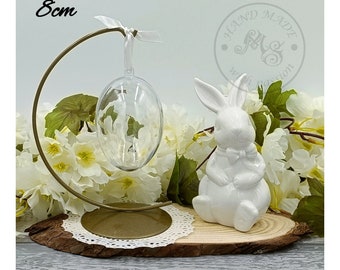 Fai da te, Uovo di Pasqua per auto-decorazione, 8 cm, Uovo di Pasqua in plastica trasparente, Uovo di Pasqua trasparente riempibile, Decorazione pasquale