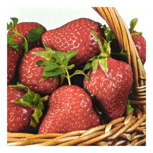 Serviettes en papier pour découpage, techniques mixtes, journalisation, fabrication de cartes, scrapbooking, collage, papier de soie artisanal, fruits, fraises