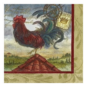 Guardanapo de papel para decoupage, mídia mista, diário, criação de cartões, scrapbooking, colagem, tecido artesanal, galo, escandinávia, Itália, cartão postal