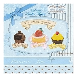 Papierserviette für Decoupage, Mixed Media, Journaling, Kartengestaltung, Scrapbooking, Collage, Bastelgewebe, Cupcake, Süßigkeiten, Vintage