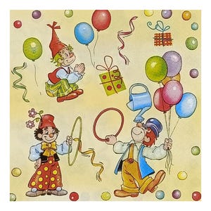 Guardanapo de papel para decoupage, mídia mista, diário, criação de cartões, scrapbooking, colagem, papel de seda artesanal, festa de aniversário, palhaço, presentes de aniversário
