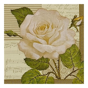 Paper Napkin for Decoupage, Mixed Media, Journaling, Card Making, Scrapbooking, Collage, Craft Tissue, Floral Pattern, Flowers, Roses