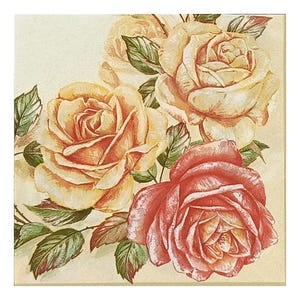 Serviettes en papier pour découpage, techniques mixtes, tenue de journal, fabrication de cartes, scrapbooking, collage, papier de soie artisanal, motif floral, fleurs, roses
