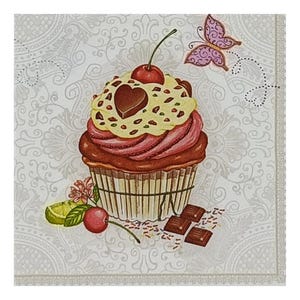 Papierserviette für Decoupage, Mixed Media, Journaling, Kartengestaltung, Scrapbooking, Collage, Bastelgewebe, Cupcakes, Süßigkeiten