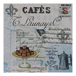 Serviettes en papier pour découpage, techniques mixtes, journalisation, fabrication de cartes, scrapbooking, collage, papier de soie artisanal, café, café, vintage, bonbons