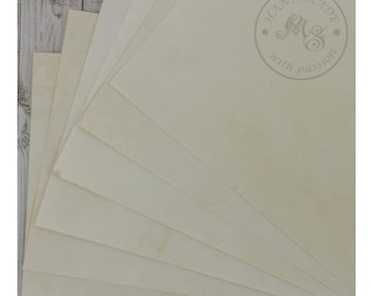 Hand Dyed Tea Stained Paper, A4 Size, Vintage Ephemera, Journaling