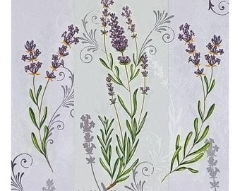 Lavender Floral Paper Napkin for Decoupage, Mixed Media, Journaling, Collage, Craft Tissue