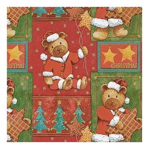 Tovaglioli di carta per decoupage, tecniche miste, journaling, creazione di biglietti, scrapbooking, collage, carta velina, Natale, orso, albero di Natale