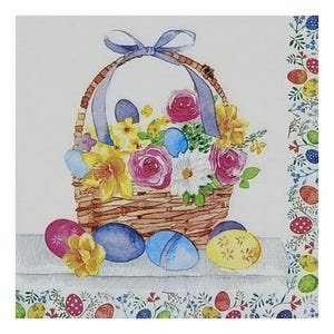 Serviettes en papier pour découpage, techniques mixtes, tenue d'un journal, fabrication de cartes, scrapbooking, collage, lot de trois, Pâques, panier de Pâques, ufs de Pâques