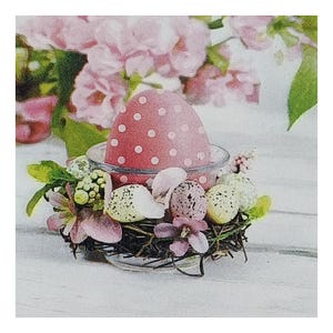 Papieren servet voor decoupage, gemengde techniek, journaling, kaarten maken, scrapbooking, collage, set van drie, Pasen, bloemen, paaseieren