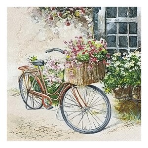 Serwetka papierowa do decoupage, techniki mieszane, dziennikarstwa, tworzenia kartek, scrapbookingu, kolażu, papieru rzemieślniczego, kwiatów, roweru, domku letniskowego