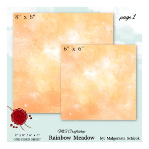 Frühlingspapierkollektion ""Rainbow Meadow"", Einzelblatt, 8" x 8" und 6" x 6" für Scrapbooking, Kartenherstellung und Journaling."