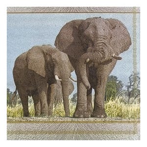 Paper Napkin for Decoupage, Mixed Media, Journaling, Card Making, Scrapbooking, Collage, Craft Tissue, Animals, Elephants, Africa