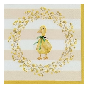 Paper Napkin for Decoupage, Mixed Media, Journaling, Card Making, Scrapbooking, Collage, Craft Tissue, Easter, Duck, Flowers