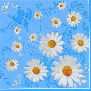 Paper Napkin for Decoupage, Mixed Media, Journaling, Card Making, Scrapbooking, Collage, Craft Tissue, Floral Pattern, Flowers, Daisies