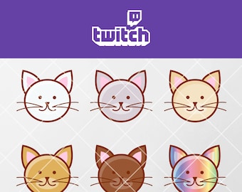 Twitch Emotes, Cheer Bit & Subscriber Badges - Cat Theme - Instant Download