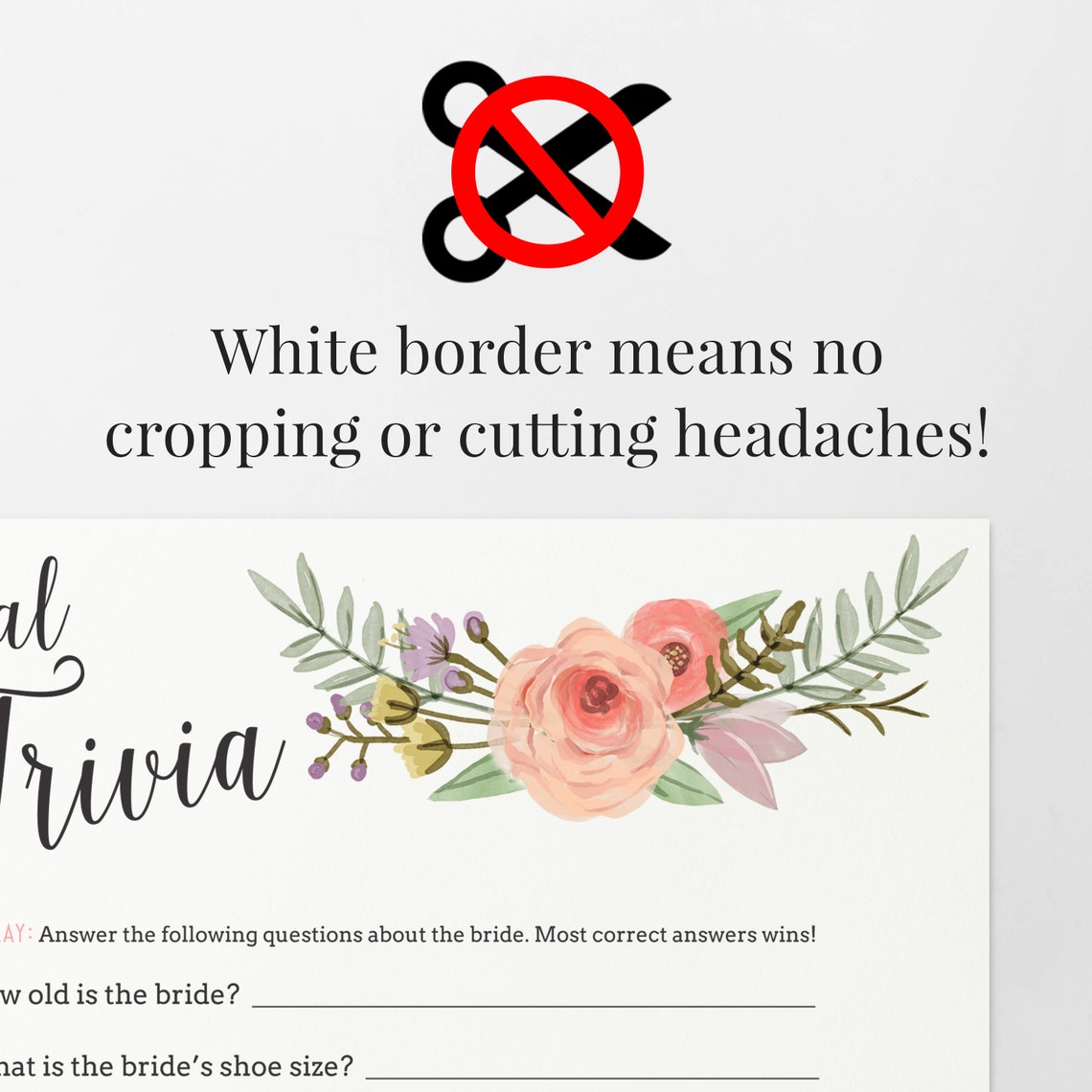 Bride Trivia Game for Bridal Shower Floral Theme Instant Printable ...