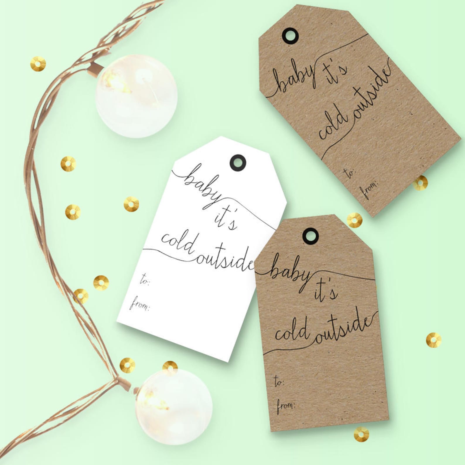 Holiday DIY Gift Tags Baby It's Cold Outside Instant Printable Download ...