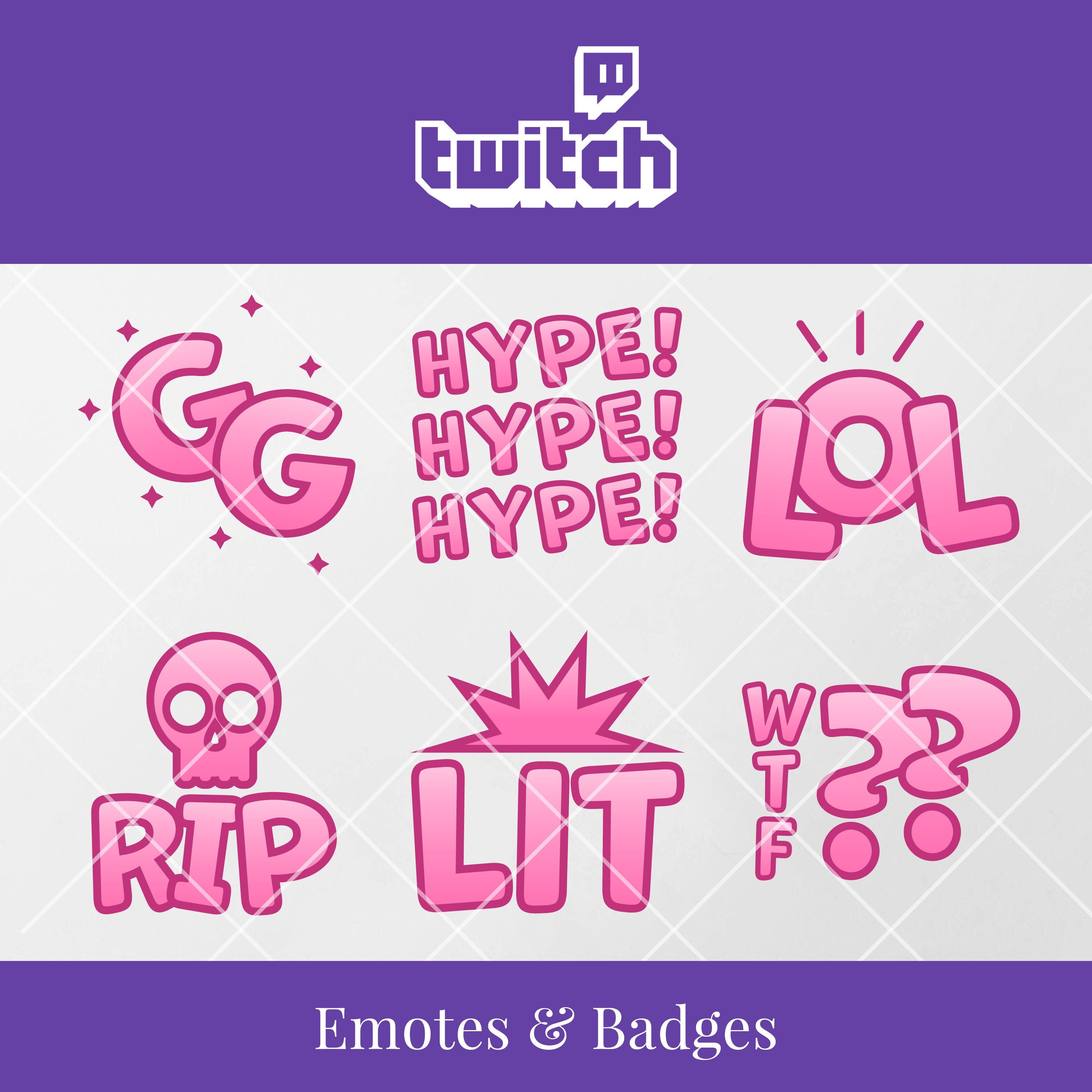 Twitch Emotes Cheer Bit Subscriber Badges Pink Text Etsy