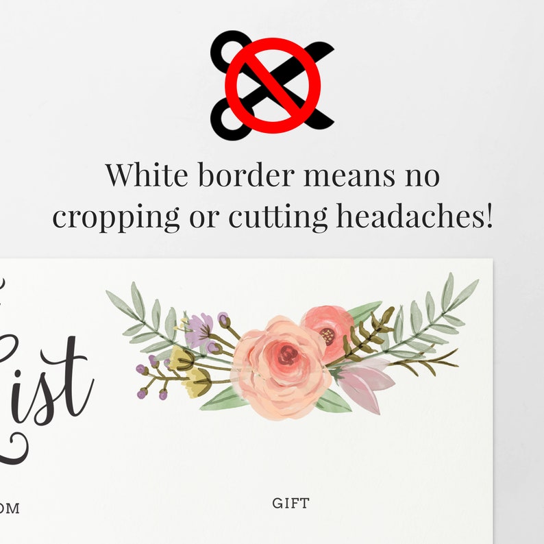 Gift List Tracker Bridal or Baby Shower Floral Watercolour Theme ...