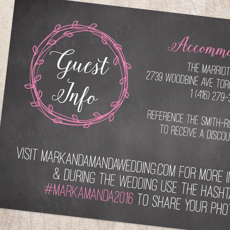 Customizable Printable Wedding Guest Information Card - Etsy España