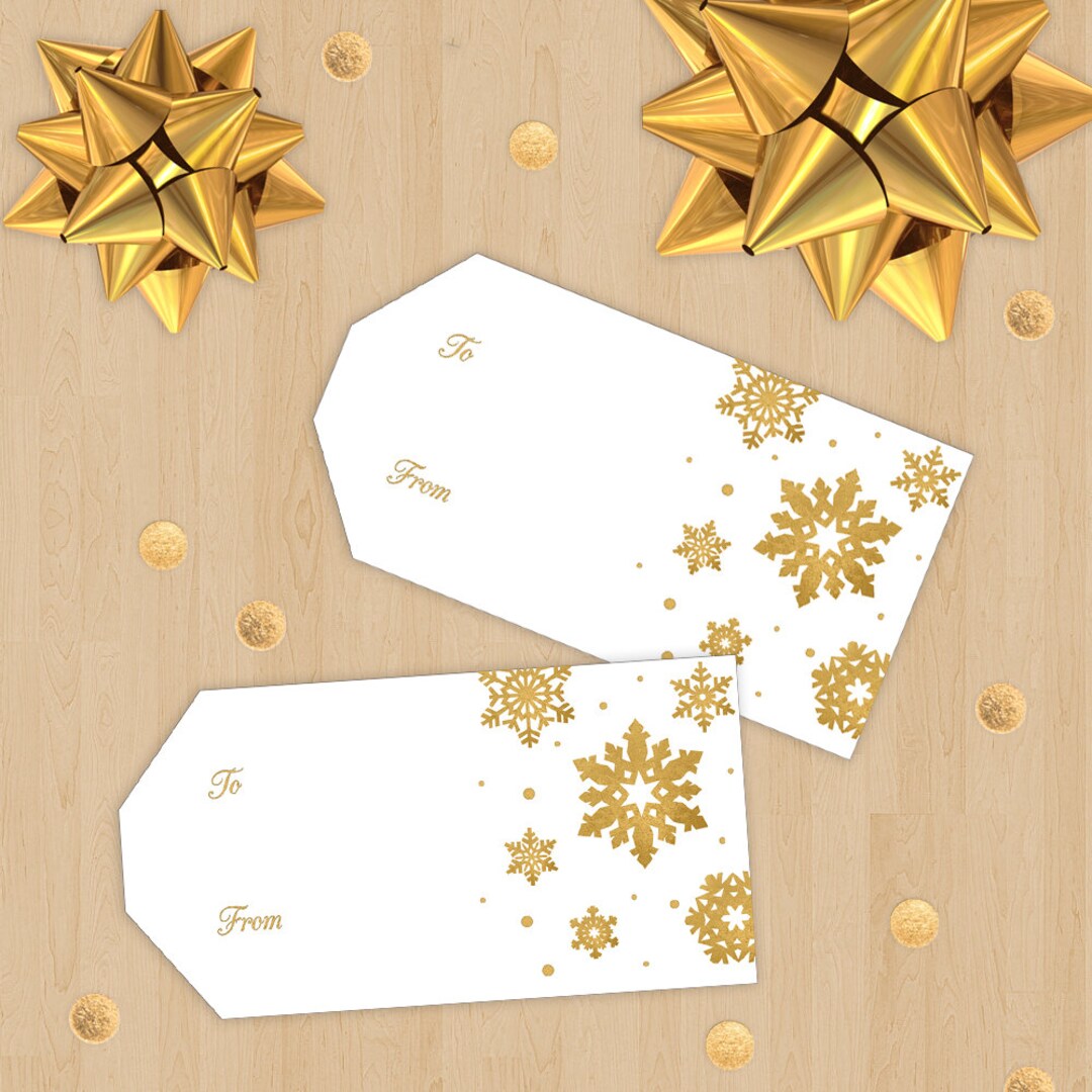 Holiday DIY Gift Tags Printable White and Gold Foil Theme - Etsy