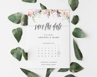 Customize Your Own Save The Date - 5" x 7" - Romantic Rustic Floral Watercolour Theme - Instant Printable Download