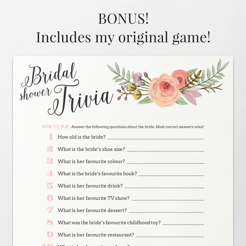 Customize Your Own Bride Trivia Game for Bridal Shower Etsy