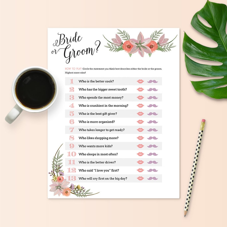 Ranking TOP19 Bride or Groom Trivia favorite Game for - Theme Shower Floral Bridal In