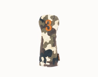 Personalized Golf Headcover 3 wood, Handcrafted Canvas Golf Club Headcover in Camo, Golf Gifts for Men, Fathers Day Gift, Gift for Dad