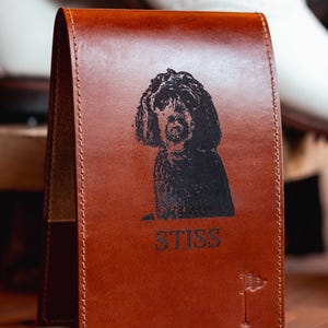 Portatarjetas de golf de cuero con logotipo personalizado, accesorio de golf con mensaje personalizado, regalo de golf, regalo para papá, regalo para esposo, regalo para el Día del Padre