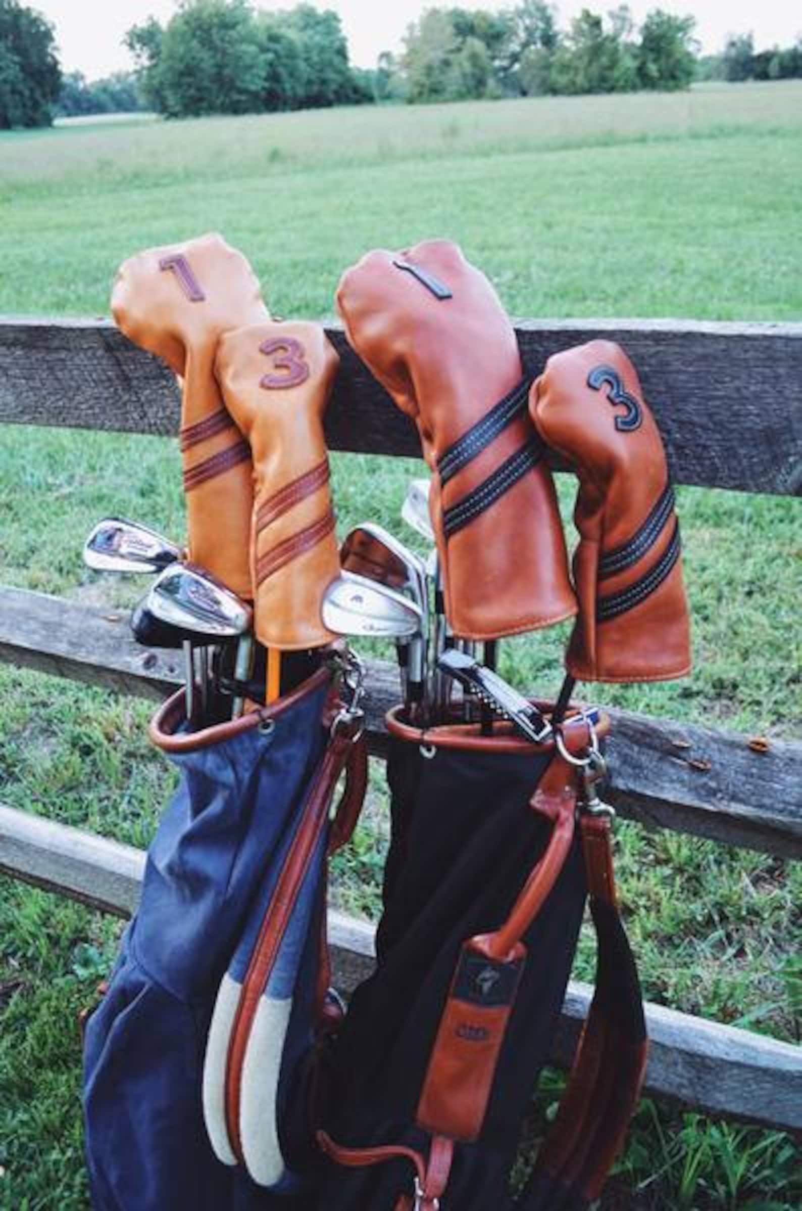 Golf Headcover leather golf Headcover in tan 3 wood Golf Gift Etsy