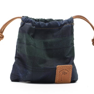 Golf Valuables Pouch in Black Watch Tartan Waxed Canvas