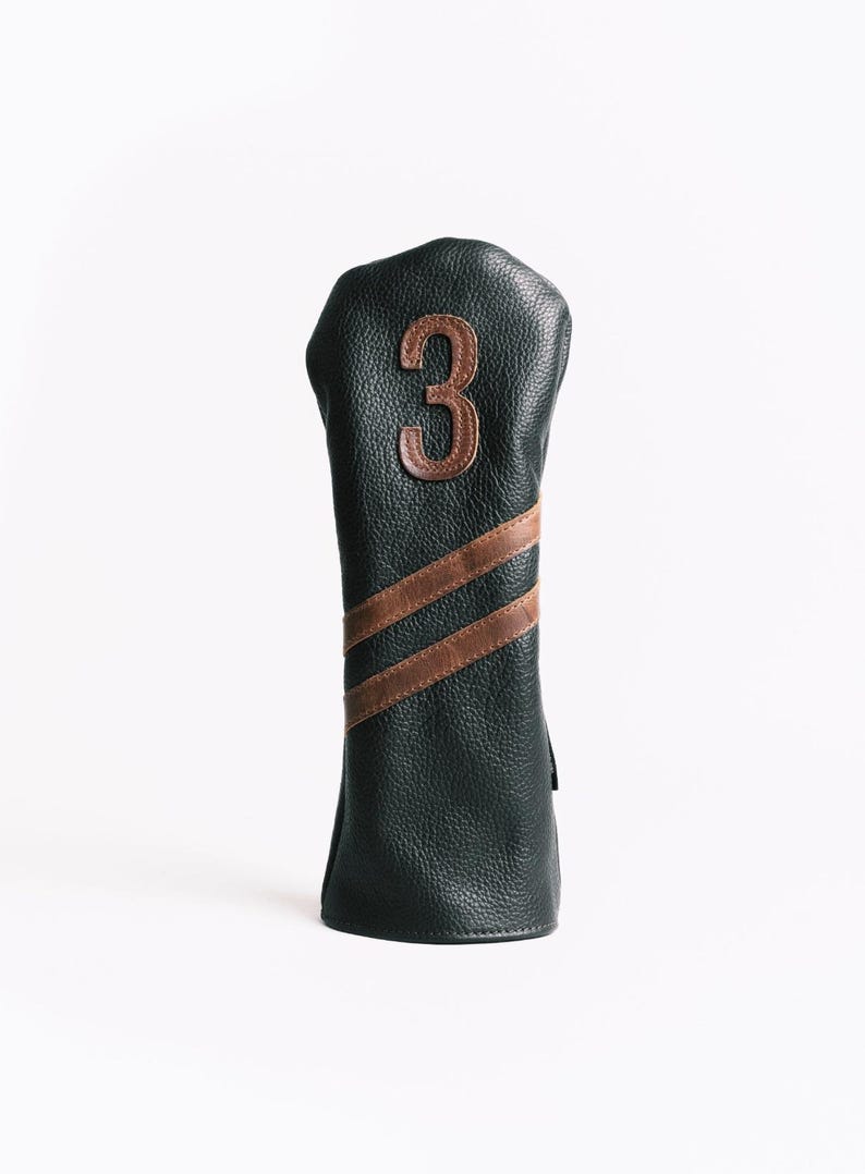 Leather Golf Headcover in Napa Black 3 Wood Headcover
