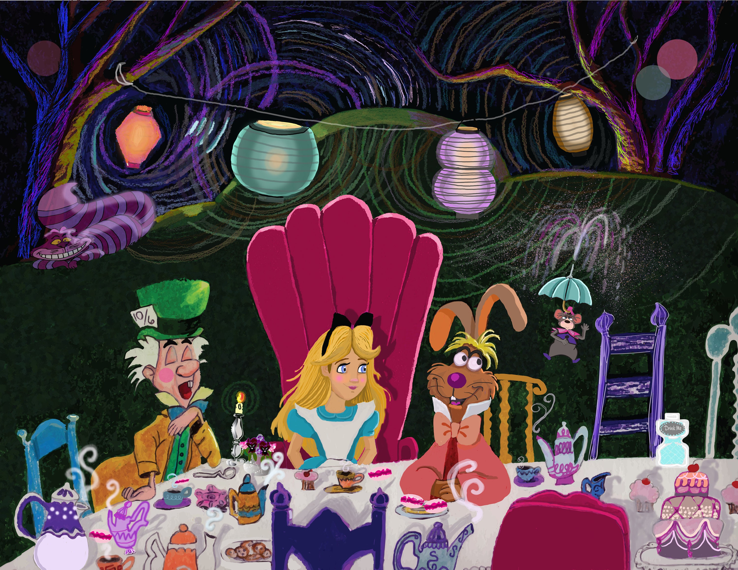 Alice in wonderland tea party mad hatter Cheshire cat lanterns | Etsy