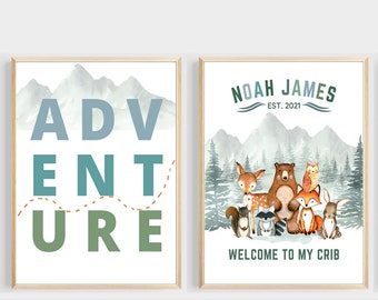 Adventure Nursery Decor, Adventure Nursery Prints, Woodland Animals Wall Art, Adventure Themed Nursery, Welcome to My Crib, Printables