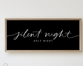 Silent Night Sign, Christmas Printables, Sign Above Bed, Christian wall art