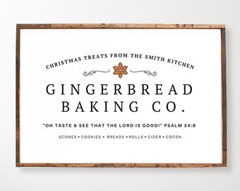 Gingerbread Christmas Sign, Printable Wall Art, Large Farmhouse Sign, Farmhouse Christmas Decor