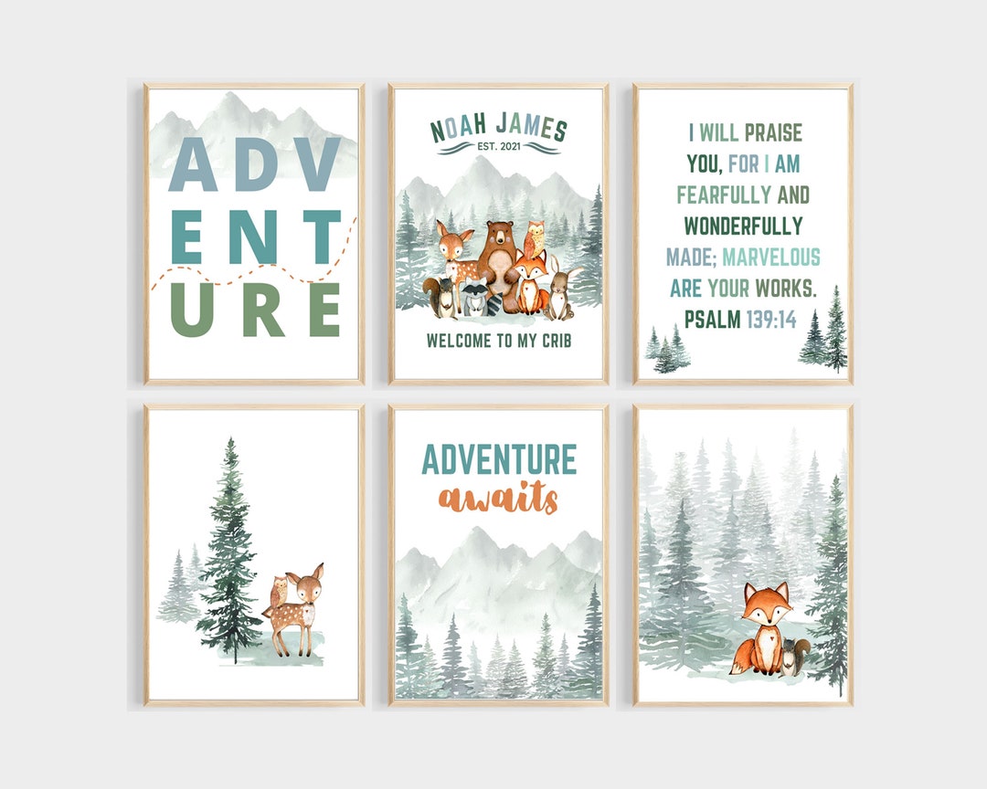 Woodland Nursery Prints Adventure Nursery Wall Art Adventure - Etsy