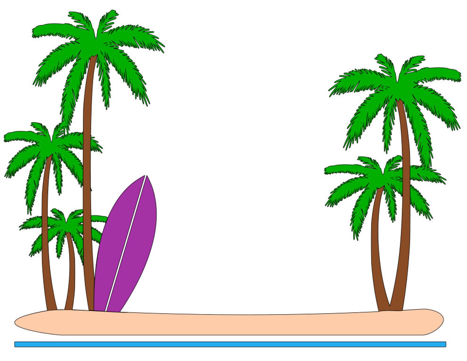 Palm Tree and Surfboard Border svg pdf png dxf file Etsy